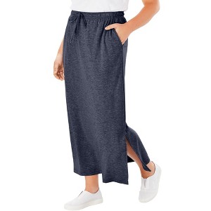 Woman Within Plus Size Petite Sport Knit Side-Slit Skirt - 1 of 4
