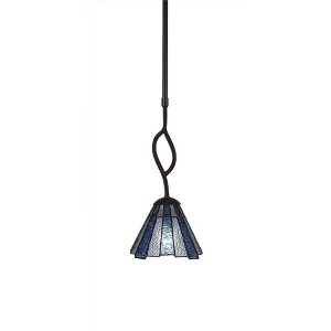 Toltec Lighting Revo 1 - Light Pendant in  Dark Granite with 7" Sea Ice Art Glass Shade - 1 of 1