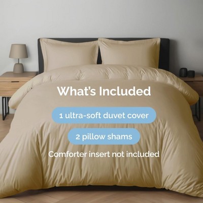 Beige Full Size Premium Microfiber Duvet Cover Set