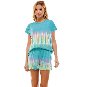 Roudelain Woman's Short Sleeve Top and Boxer shorts Pajama Set - 1 of 1