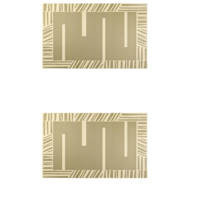 Unique Bargains Abstract Geometric Pattern Waterproof Non-Slip Kitchen Rugs