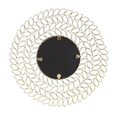 Gold Leaf Round Metal Framed Wall Mirror, 28"