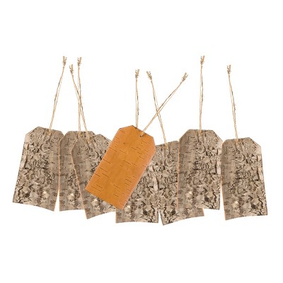 Gallerie II Birch Bark Gift Tag Christmas Xmas Ornament Bag of 8