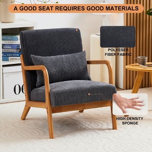 Sapphtopaz 1pc Mid-Century Modern Accent Chair Upholstered Sofa Lounge Chair with Solid Wood Frame, Living Room Chair Comfy Chair with Pillow - 1 of 4