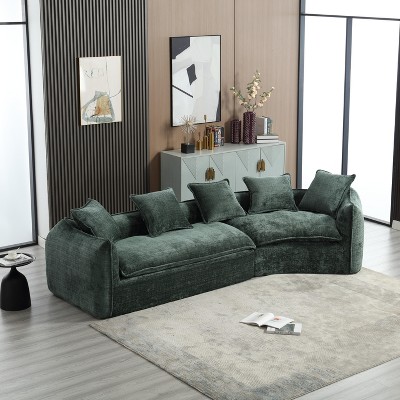 125.98"W Modular Sectional Sofa, Chenille Fabric Large Comfy Cloud Sofa with 5 Back Pillows 4B - ModernLuxe