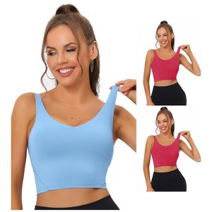 Allegra K Women's Workout Fitness Longline Wireless Padded Sports Bras Multicolored - 1 of 4