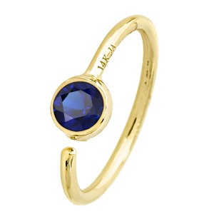 Jewelry Avalanche 20G 14K Gold Bezel Set Blue Sapphire Nose Hoop Ring, 8mm Twist-open - 1 of 3