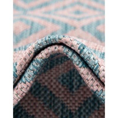 Pink and Aqua Geometric 9' x 12' Outdoor Area Rug