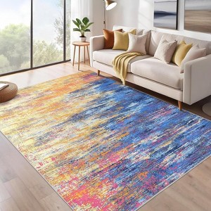 Modern Abstract Rug, Large Washable Low-Pile Non-Slip Carpet for Living Room, Bedroom, Indoor Floor Mat - 1 of 4