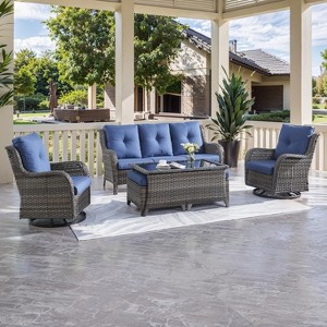 SUGOLD Patio Furniture 6 Pieces Outdoor Furniture Set Wicker Outdoor Sectional Sofa with Swivel Rocking Chairs - 1 of 1