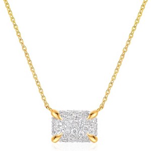 Circle CZ Pendant Necklace 14K Gold Plated Twist Rope Chain Jewelry - 1 of 4