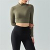 Clotth Women's Yoga Top - Stand Collar Long Sleeve, Droplet Cup, Hollow Back Design, Running Workout Tights, Autumn and Winter Yoga Wear - 4 of 4