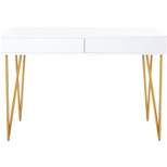 Pine Two Drawer Desk - White/Gold - Safavieh