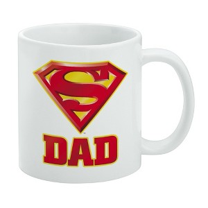 Superman Super Dad Shield Logo Ceramic Coffee Mug, Novelty Gift Mugs for Coffee, Tea and Hot Drinks, 11oz, White - 1 of 4