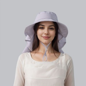 Anna-Kaci Womens Wide Brim Sun Hat UV Protection Flap Design with Back Bow Detail and Adjustable Chin Strap - 1 of 4