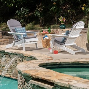 Christopher Knight Home Malibu Outdoor Acacia Wood Adirondack Chairs with Cushions (Set of 2) - 1 of 4