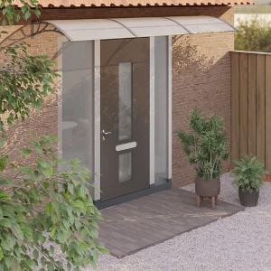 vidaXL Door Canopy Black and Transparent 39.4 in.x31.5 in. Polycarbonate - 1 of 4