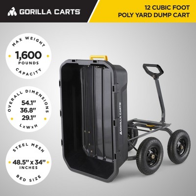 Heavy Duty Black Poly Yard Dump Cart with Pneumatic Tires
