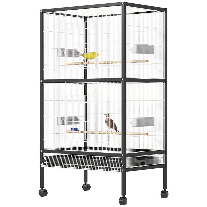 PawHut 54" Extra Large Portable Rolling Iron Aviary Flight Bird Cage And Accessories, 4 of 9