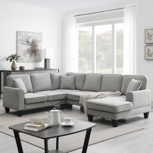 NicBex Sectional Sofa with Simple Arms and Cushions U Shaped Modular Sofa for Living Room, Bedroom, Apartment - 1 of 4
