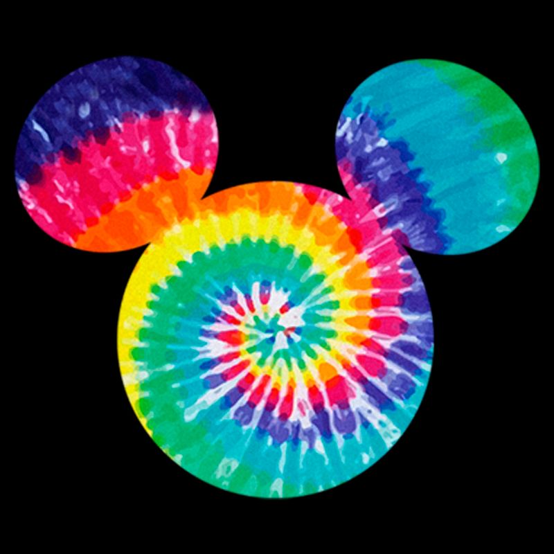 Girl's Mickey & Friends Colorful Tie-Dye Mickey Mouse Logo Crop T-Shirt, 2 of 4
