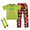 Seven Times Six Dr. Seuss GRINCH Men's Pajama Pants Shirt and Socks 3 Piece Pajama Set Multicoloured - 2 of 4