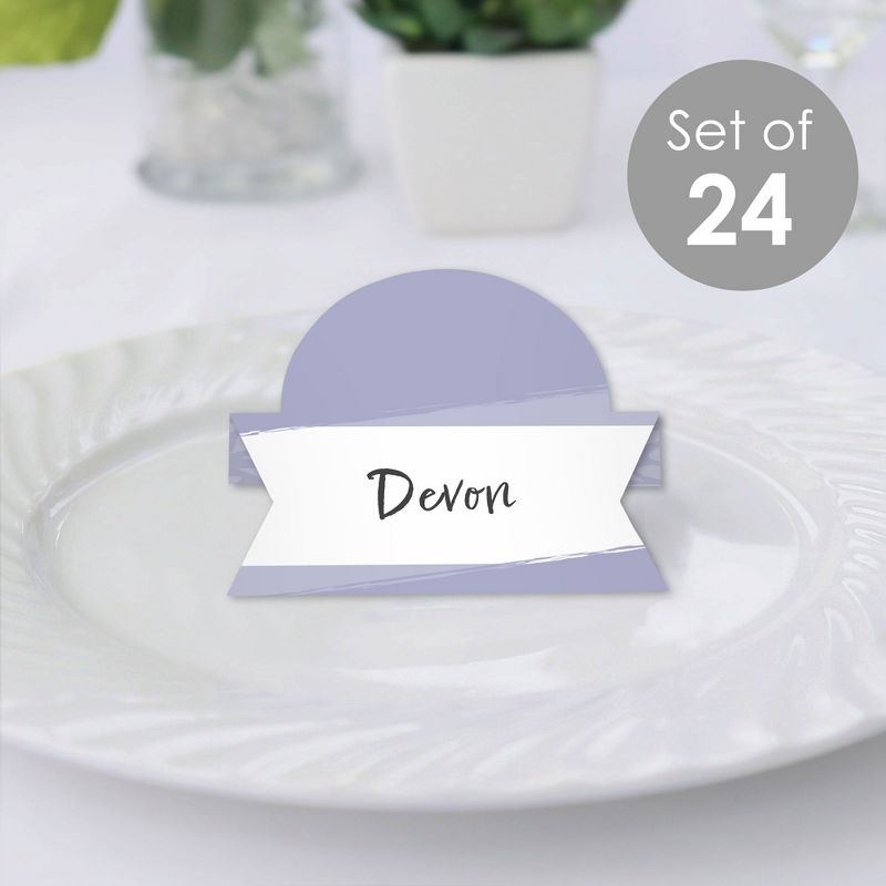 Big Dot of Happiness Purple Elegantly Simple - Guest Party Favors Tent Buffet Card - Table Setting Name Place Cards - Set of 24, 2 of 9