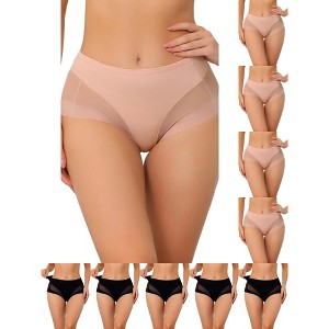 INSPIRE CHIC Women's Laser Cut Mesh Soft High-Rise Solid Stretchy Briefs 10 Packs - 1 of 4