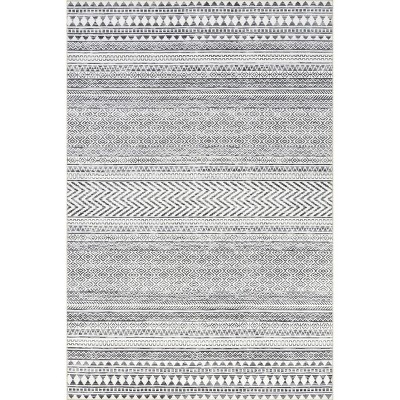 Eco-Friendly Geometric Gray Synthetic 5' x 8' Area Rug