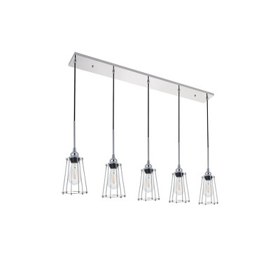 Auspice Chrome Finish 5-Light Mid-Century Modern Pendant