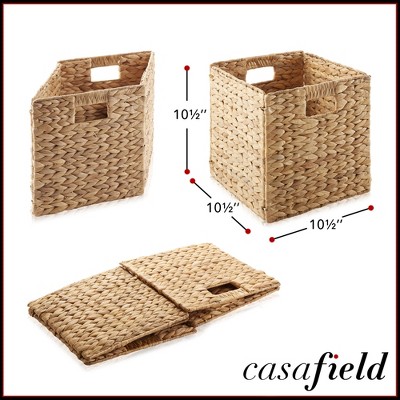 Natural Water Hyacinth Woven Storage Baskets with Handles, Set of 2