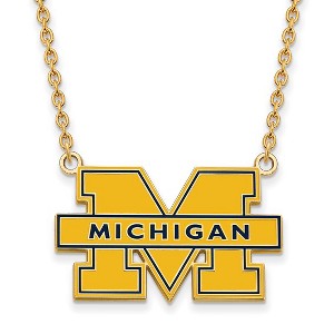 Black Bow Jewelry 14k Yellow Gold Plated Sterling Silver Michigan Wolverines NCAA Necklace 18 Inch - 1 of 4