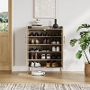 5-Tier Rattan Shoe Cabinet, Freestanding Shoe Storage Organizer w/ Adjustable Shelf for Entryway, Living Room, Kitchen - 2 of 4