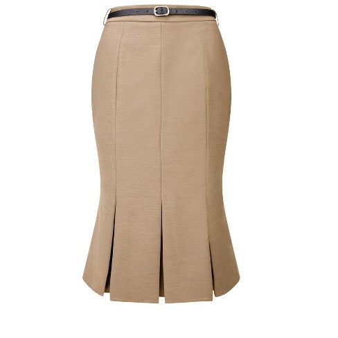 Ladies khaki pencil skirt best sale