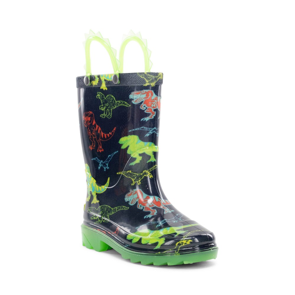 Western Chief Toddler Girls' Dino Soar Rain Boots - Navy Blue 5T: Waterproof, Light Up, Pull-On, Non-Marking Sole