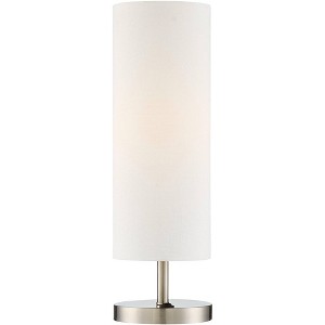 360 Lighting Heyburn Modern Accent Table Lamp 20" High Brushed Steel with USB and AC Power Outlet in Base Off White Cylinder Shade for Bedroom Desk - 1 of 4