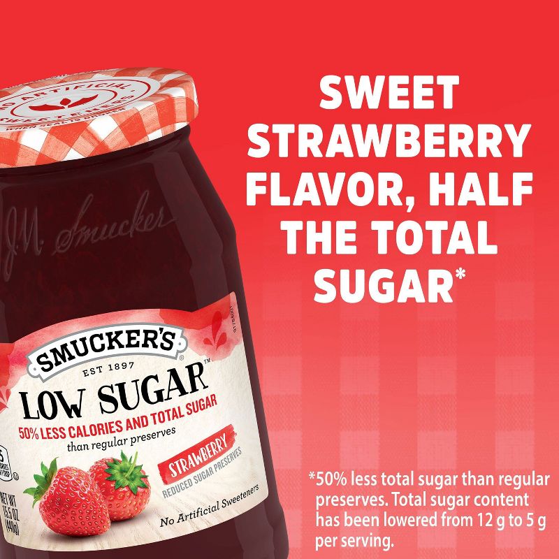 Smucker&#39;s Low Sugar Strawberry Preserves - 15.5oz, 5 of 7