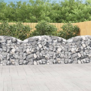 vidaXL Galvanized Iron Arched Gabion Basket - Durable, Corrosion-Resistant Outdoor Stone Cage Retaining Wall for Garden Decor - 1 of 4