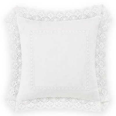 Laura Ashley Harper Off White Embroidered Floral 18x18 Decorative Pillow  with Removable Insert & Reviews