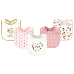 Hudson Baby Infant Girl Cotton Bibs, Soft Painted Floral, One Size - 1 of 4