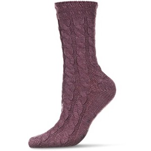 Memoi Classic Twist Chunky Knit Non-Skid Crew Sock - 1 of 4