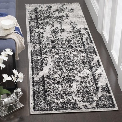 Silver and Black Synthetic 2'6" x 8' Runner Rug
