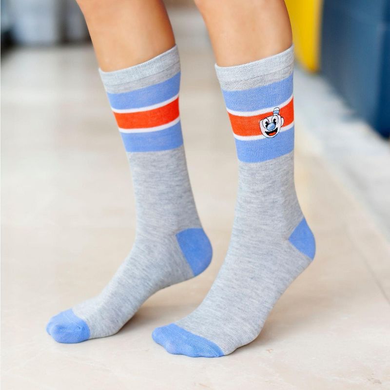 Hypnotic Socks OFFICIAL Cuphead Striped Grey Crew Socks | Soft Socks Perfect for Cuphead Fans, 5 of 8