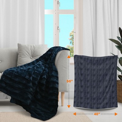 Blue Faux Fur Reversible Throw Blanket for Pets