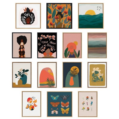 Gold Framed Floral Print on Canvas, 18" x 24"