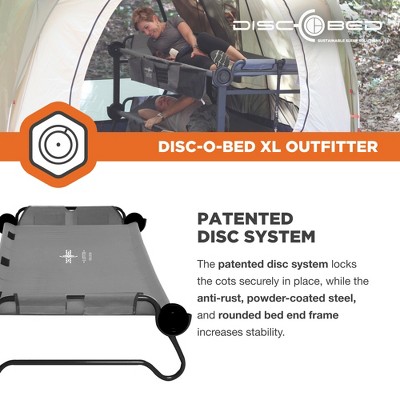 Extra Large Gray Steel Double Camping Cot with Organizers