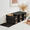 Aoibox Small Plastic Twill Woven Storage Baskets with Lids Stackable Pantry Closet Office Organizing Containers Black 6 Pack - 3 of 4