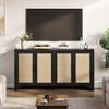 Natural Rattan Sideboard - 4-Door Farmhouse Cabinet, Coffee Bar w/Storage for Kitchen/Dining Room - 3 of 4