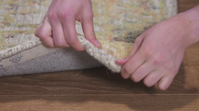 Beige and Gold 4' x 6' Handmade Wool Abstract Area Rug