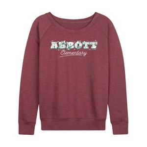 Women's - Abbott Elementary - Logo Lightweight French Terry Wide Neck Long Sleeve Shirt - 1 of 4